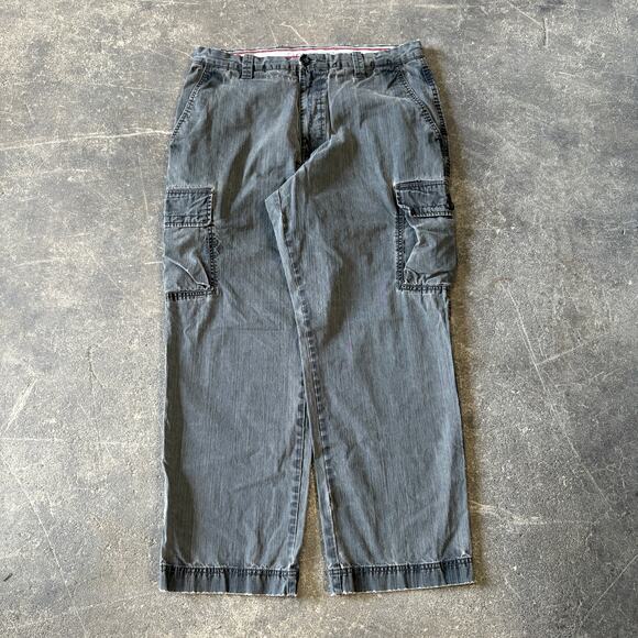 Vintage Dockers Cargo Pants Mens 36x30 Gray Dark Canvas Y2K Loose - Picture 1 of 10